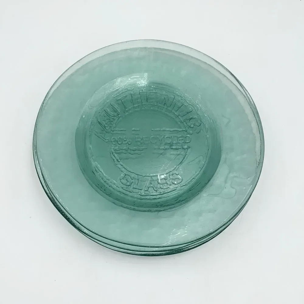 Authentic Recycled Glass Dinner Plates – Green Embossed, Made in Spain ONE plate